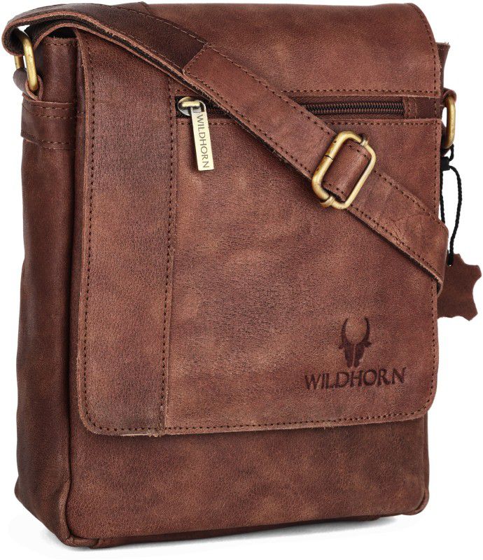 WILDHORN Leather Messenger Bag for Men Sling Bag  (Brown, 6 L)