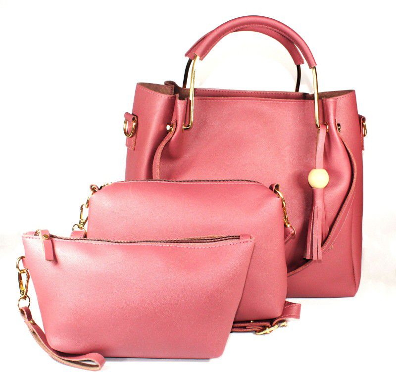 Women Pink Handbag - Extra Spacious  (Pack of: 3)
