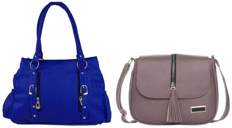 Girls Blue, Purple Sling Bag - Regular Size  (Pack of: 2)
