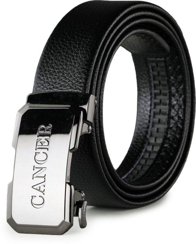 Men & Women Casual, Party, Formal, Evening Silver, Black Artificial Leather Belt