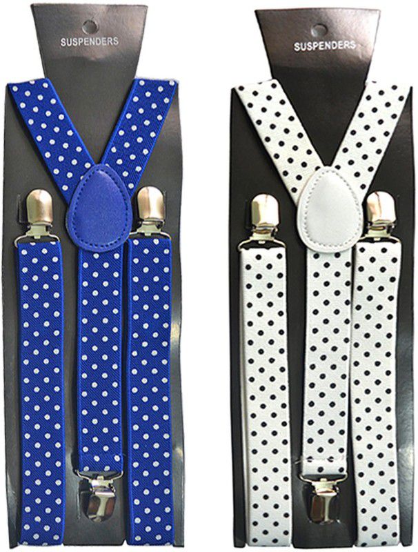 LOOPA Y- Back Suspenders for Men, Boys  (Blue, White)