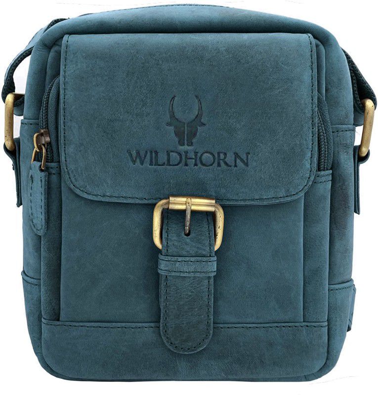 WILDHORN Leather Bag for Men Sling Bag  (Dark Green, 3 L)