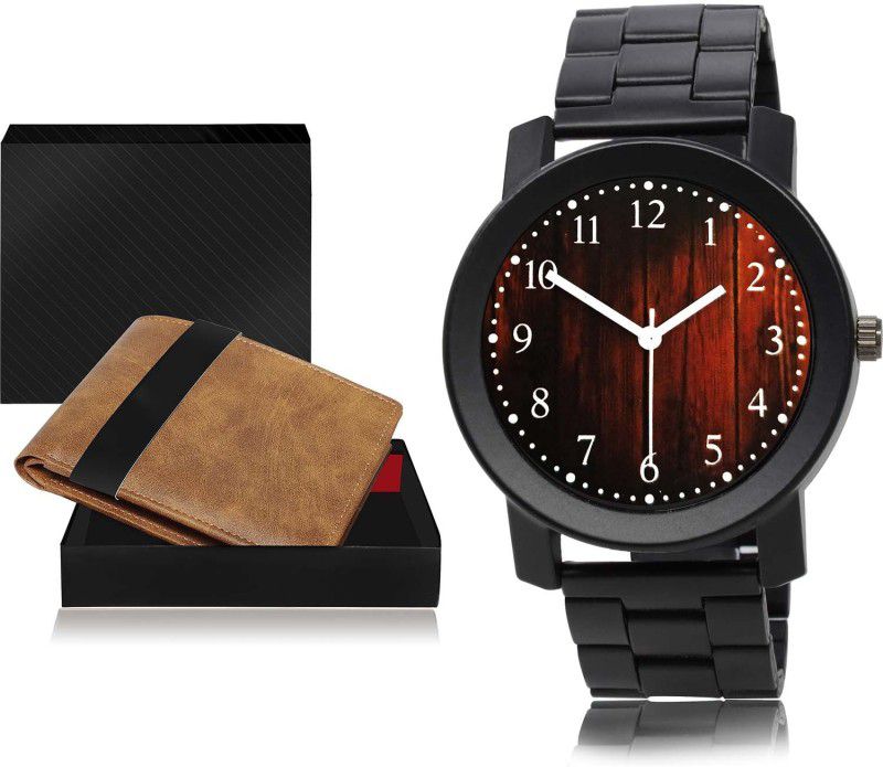 TIMENTER Watch & Wallet Combo  (Orange, Black)