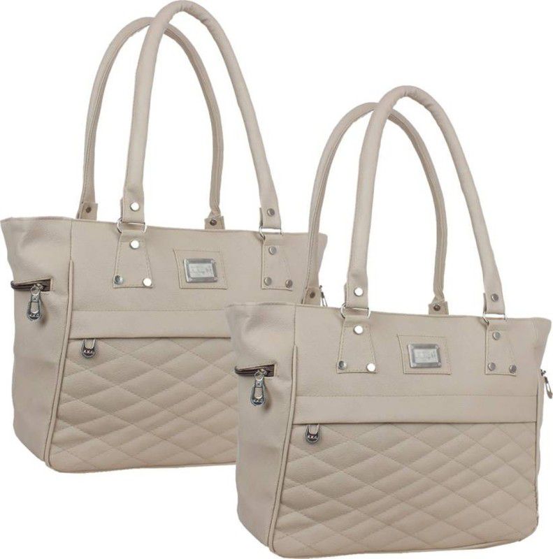 Girls Grey Hand-held Bag - Extra Spacious  (Pack of: 2)