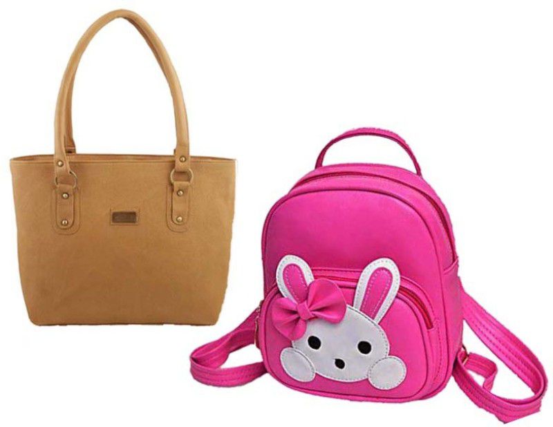 Girls Pink, Tan Messenger Bag - Regular Size  (Pack of: 2)