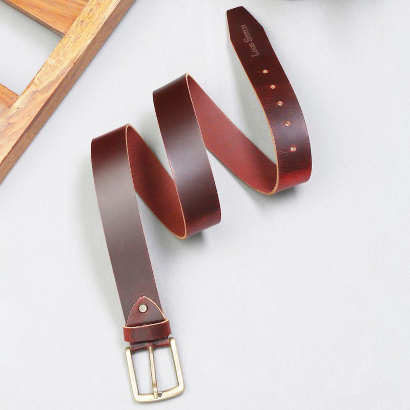 Men Casual Maroon Genuine Leather Belt