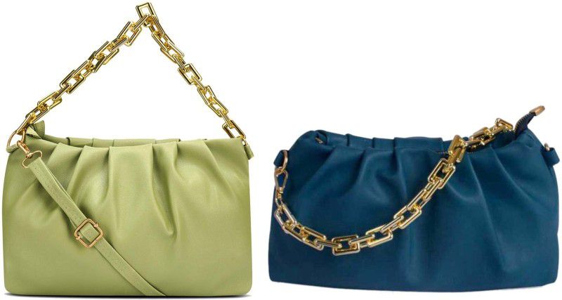 Green, Blue Girls Sling Bag  (Pack of 2)