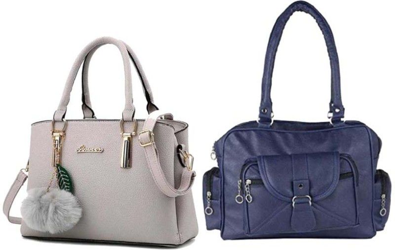 Girls Grey, Blue Messenger Bag  (Pack of: 2)