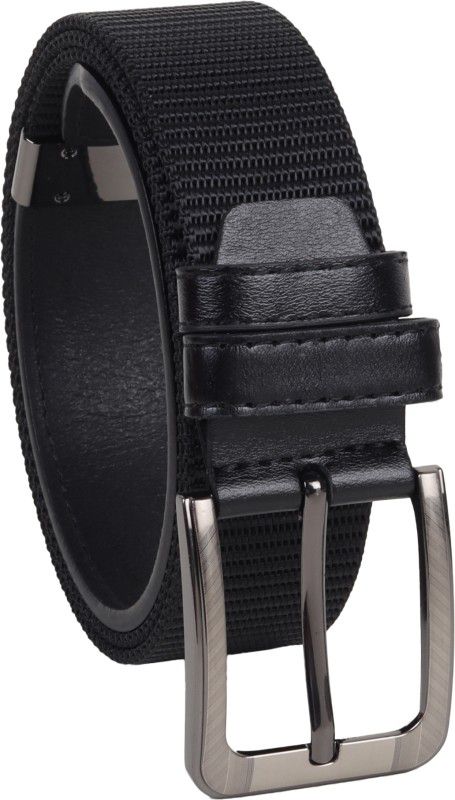 Men Casual Black Nylon, Artificial Leather Belt