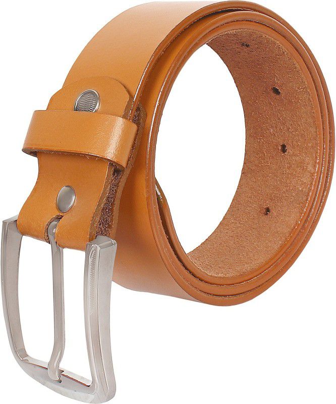Men Party Yellow Genuine Leather Belt