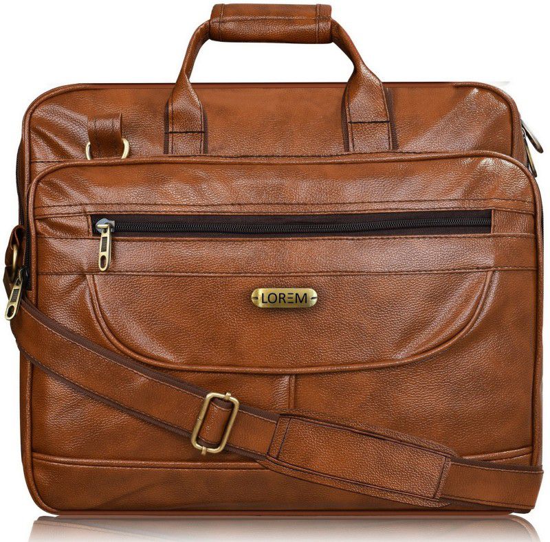 LOREM Tan Color Faux Leather 28L Messenger Bag For Men OE-New-BG07 Waterproof Multipurpose Bag  (Orange, 28 L)