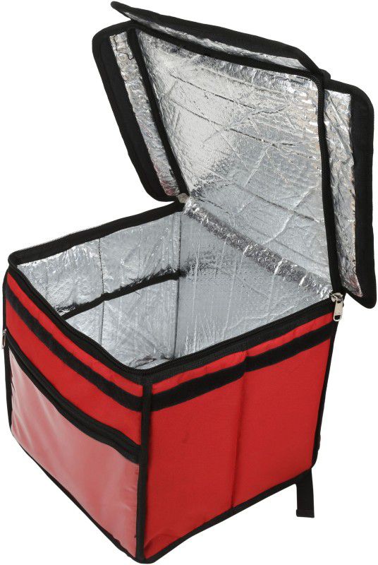 Quaffor Silver Delivery Bag for Food Pizza, Pasty, Sandwich, Meal, Cake, Cold Drink Waterproof Shoulder Bag  (Red, Silver, 30 L)