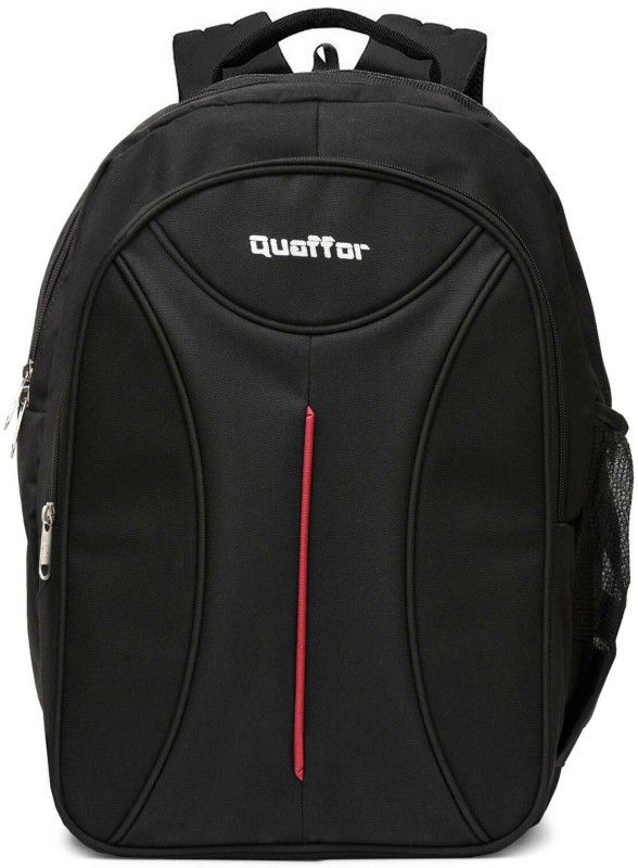 Quaffor Red line laptop backpack expandable up to 15.6 inch (Stylish & sturdy) Waterproof School Bag  (Black, Red, 32 L)