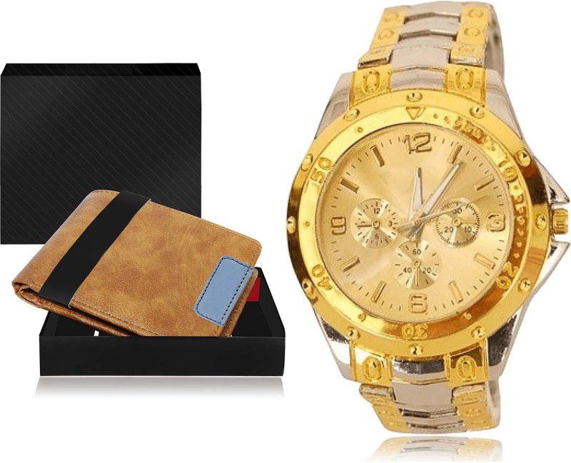 NIKOLA Watch & Wallet Combo  (Orange, Silver)