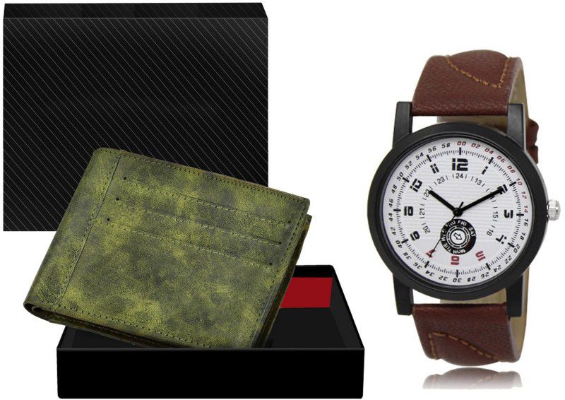REMIXON Watch & Wallet Combo  (Green, Tan)