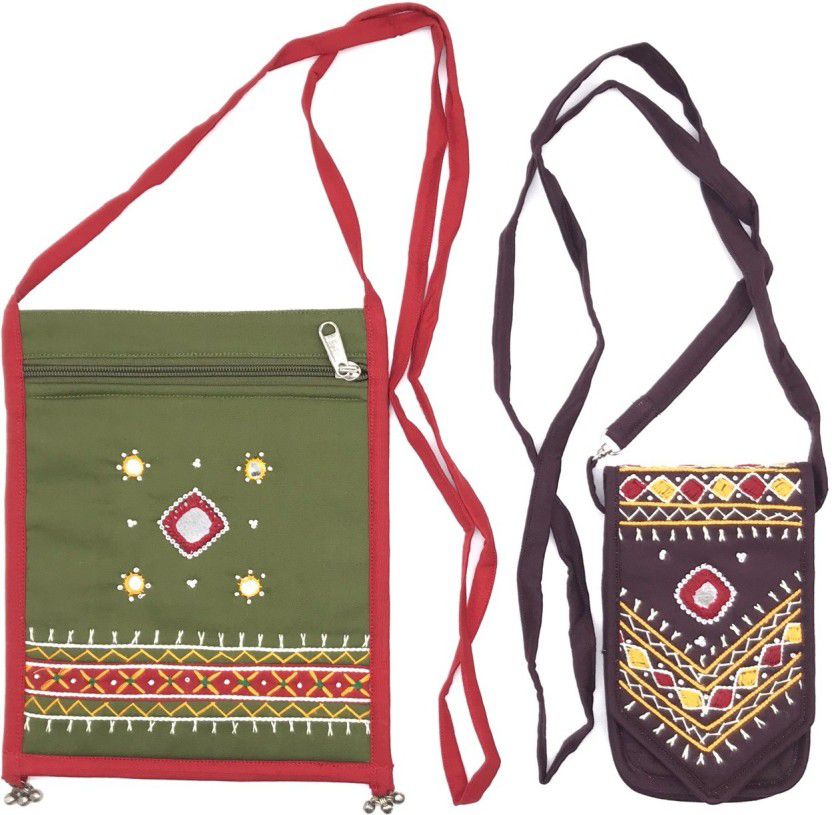 Multicolor, Brown Girls Sling Bag  (Pack of 2)