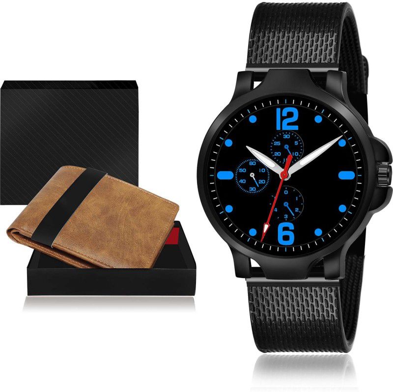 TIMENTER Watch & Wallet Combo  (Brown)