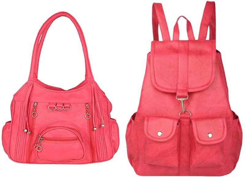 Girls Red, Pink Handbag - Regular Size  (Pack of: 2)