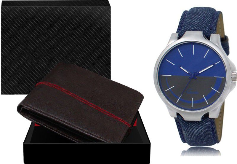SWIFFIN Watch & Wallet Combo  (Black, Blue)