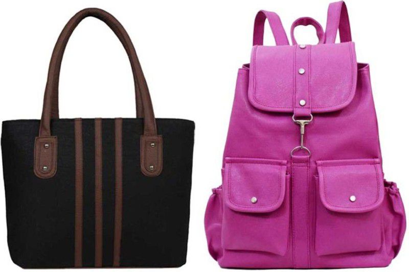 Girls Purple, Brown Handbag - Regular Size  (Pack of: 2)