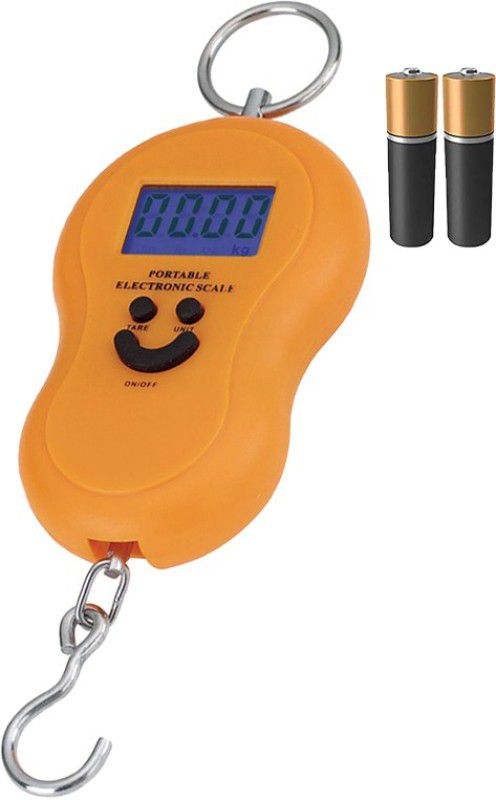 Kelo Digital Weighing Scale- Portable Hanging Luggage Weight Machine Digital for Weighing Household Items i.e. Waste Newspaper, Gas Cylinder , disposal etc Capacity 50Kg L/81/UK Luggage Weighing Scale  (Orange)