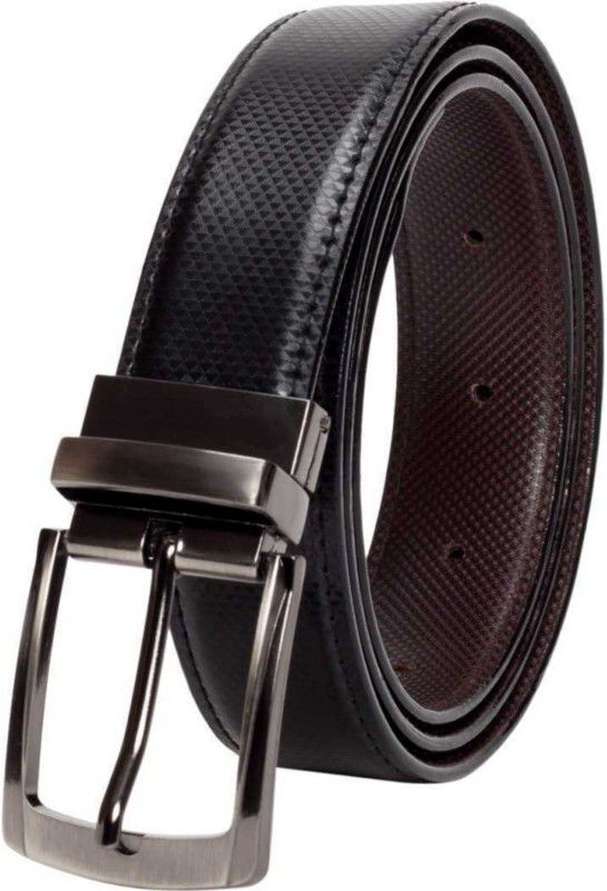 Men Casual, Formal, Formal, Evening Black Texas Leatherite Reversible Belt