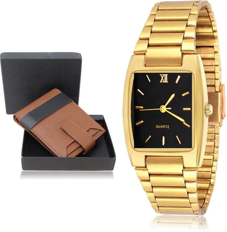 NIKOLA Watch & Wallet Combo  (Brown, Gold)