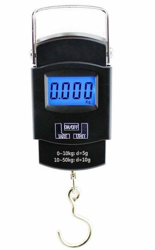 RTB Made in India Portable Hanging Luggage Weight Machine Weighing Scale,50 Kg Weighing Scale with big size electric kata with metal hook, Portable Digital Luggage Scale, Metal Hook Weighing Scale  (Black)