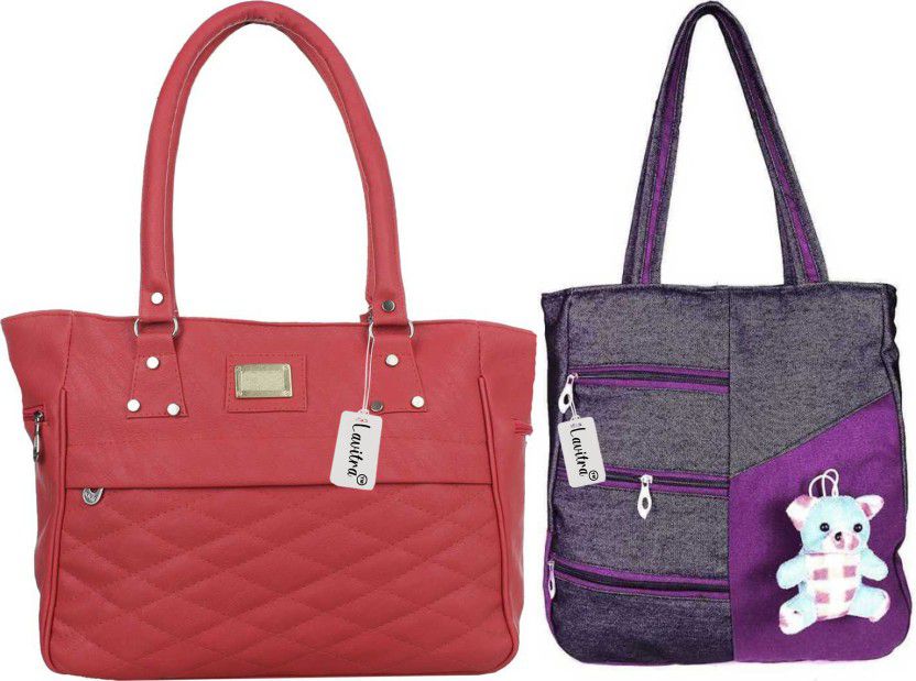 Women Red, Purple Handbag  (Pack of: 2)