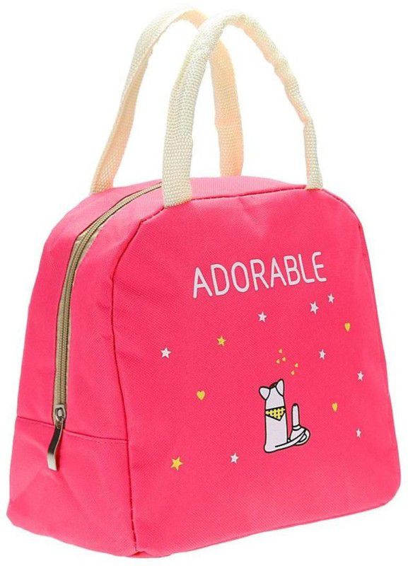 Epyz Insulated Lunch Bag Cartoon Adorable Design Pink for Office Men, Women and Kids, Canvas Tiffin Bags for School, Picnic, Work, Carry Bag for Lunch Box, Fully washable [ pack Of 1 ] Waterproof Lunch Bag  (Pink, 12 inch)