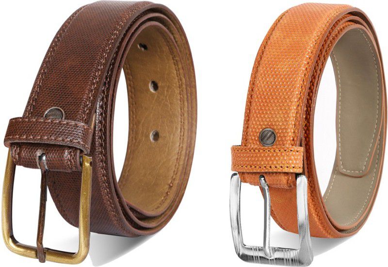 Men Casual, Formal Orange, Brown Artificial Leather Belt