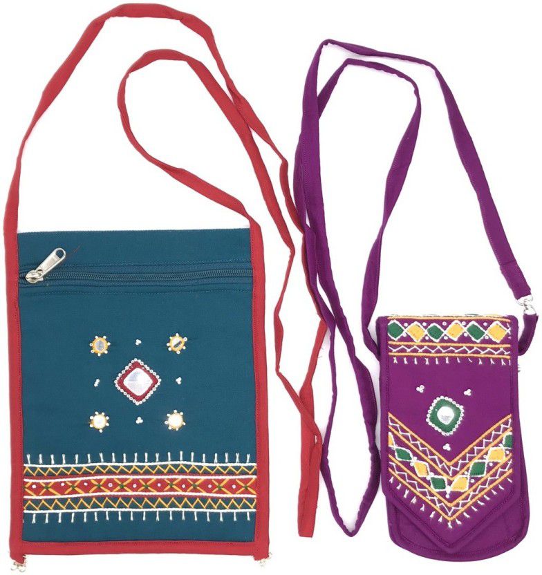 Multicolor, Purple Girls Sling Bag  (Pack of 2)