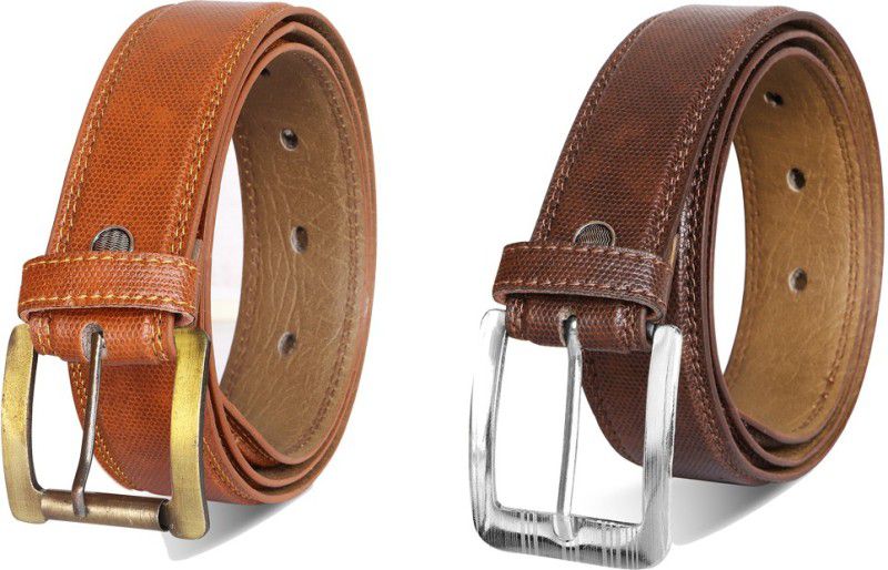 Men Formal, Casual Brown, Orange Artificial Leather Belt