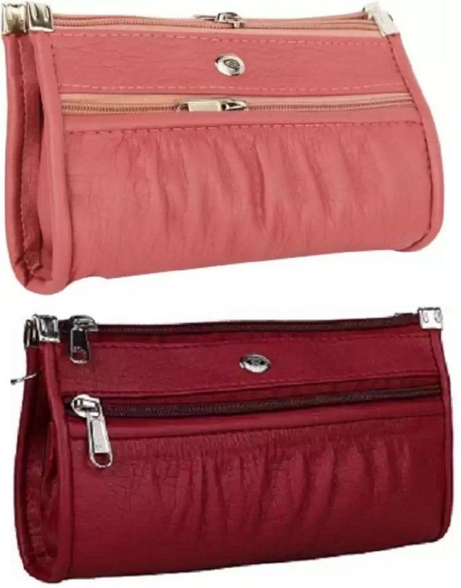 Casual, Party Pink, Maroon Clutch - Mini