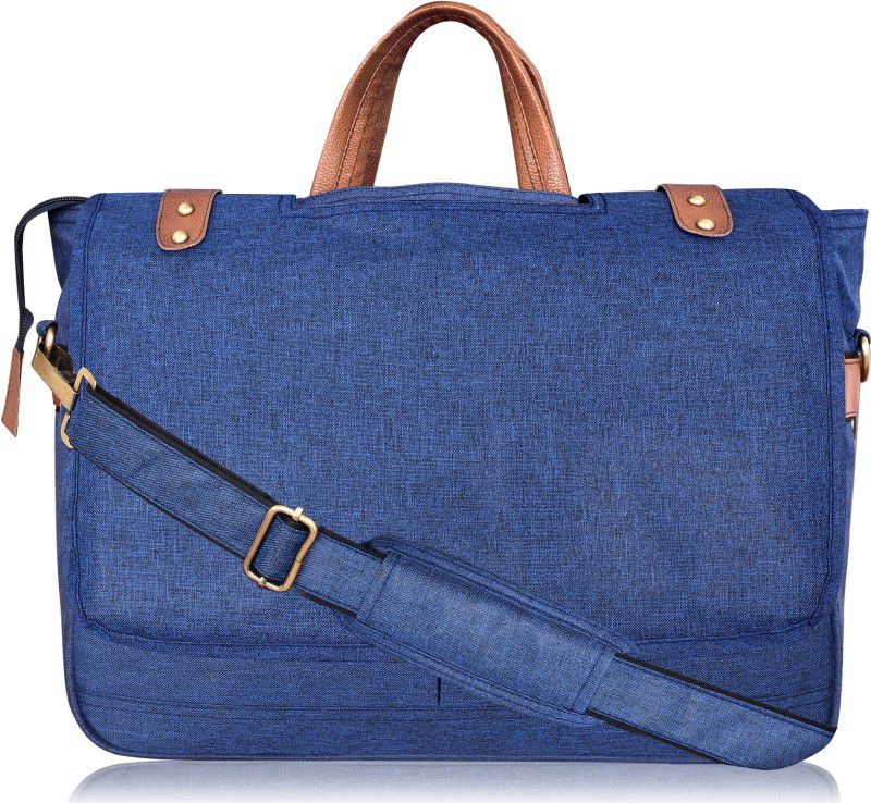 LOREM Blue & Tan Color Faux Leather 10L Messenger Bag For Men BG50 Waterproof Multipurpose Bag  (Blue, 12 L)