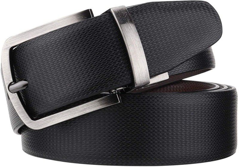 Men Formal, Casual, Party, Evening Black Genuine Leather Reversible Belt