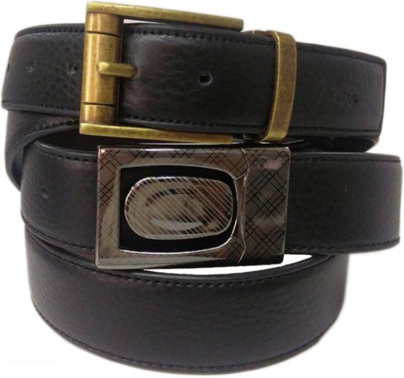 Men & Women Formal Black Genuine Leather Reversible Belt