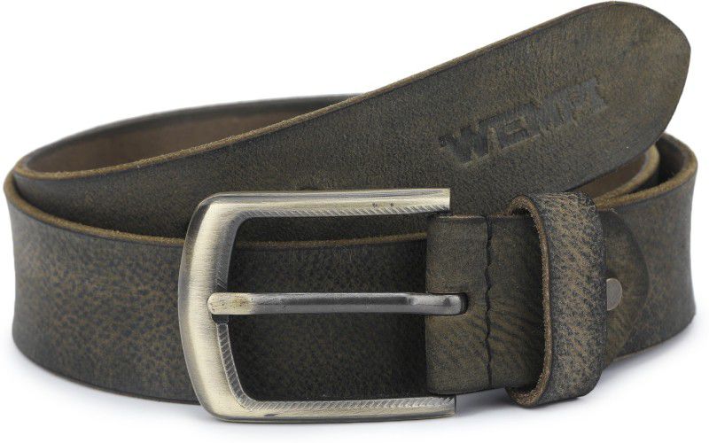 Men Casual, Evening, Party Green Genuine Leather Belt