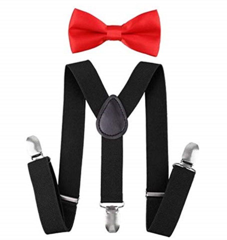 ACCERY Y- Back Suspenders for Boys  (Black, Red)
