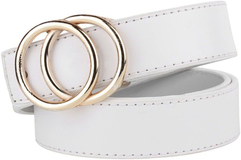 Women Party White Artificial Leather Reversible Belt