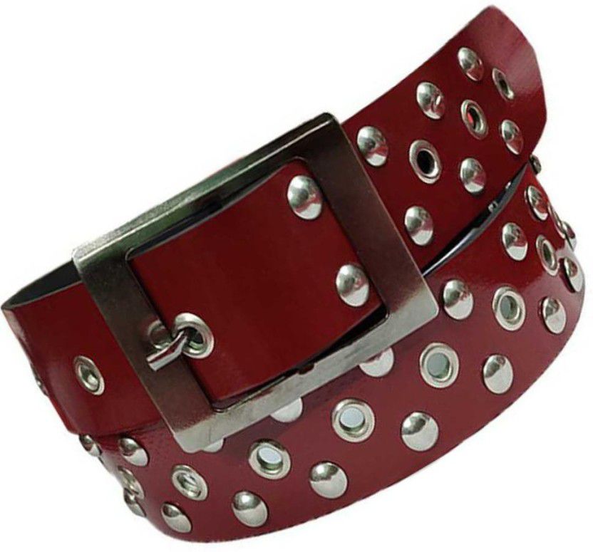 Men & Women Casual Maroon Artificial Leather Belt
