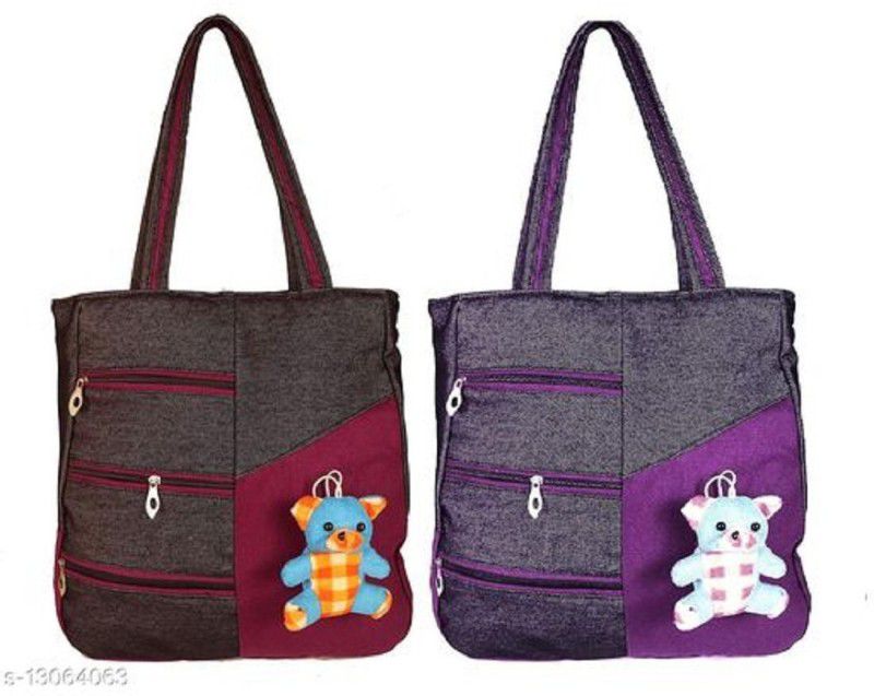 Women Maroon, Purple Handbag - Extra Spacious  (Pack of: 2)