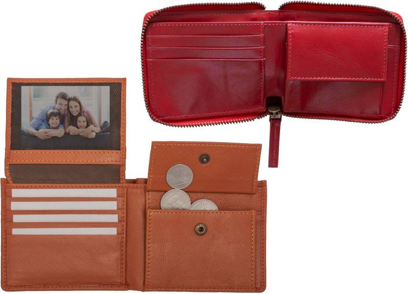 21 DEGREE Card Holder & Wallet Combo  (Red, Tan)