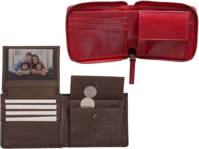21 DEGREE Card Holder & Wallet Combo  (Red, Brown)