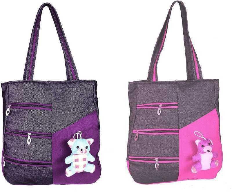 Women Pink, Purple Handbag - Extra Spacious  (Pack of: 2)