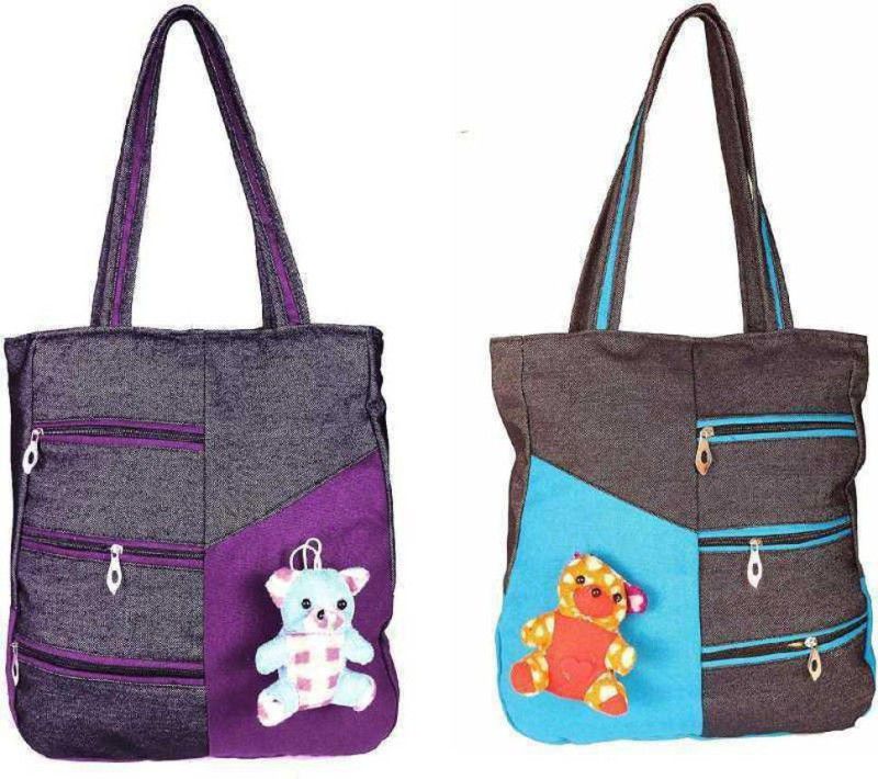 Women Blue, Purple Handbag - Extra Spacious  (Pack of: 2)