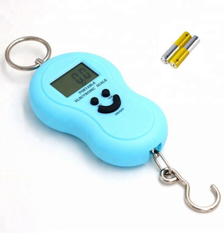 Qozent 50kg Portable Hanging Luggage Weight Machine Weighing Scale for home (Sky Blue)Smiely - with Batteries Weighing Scale  (Sky Blue)