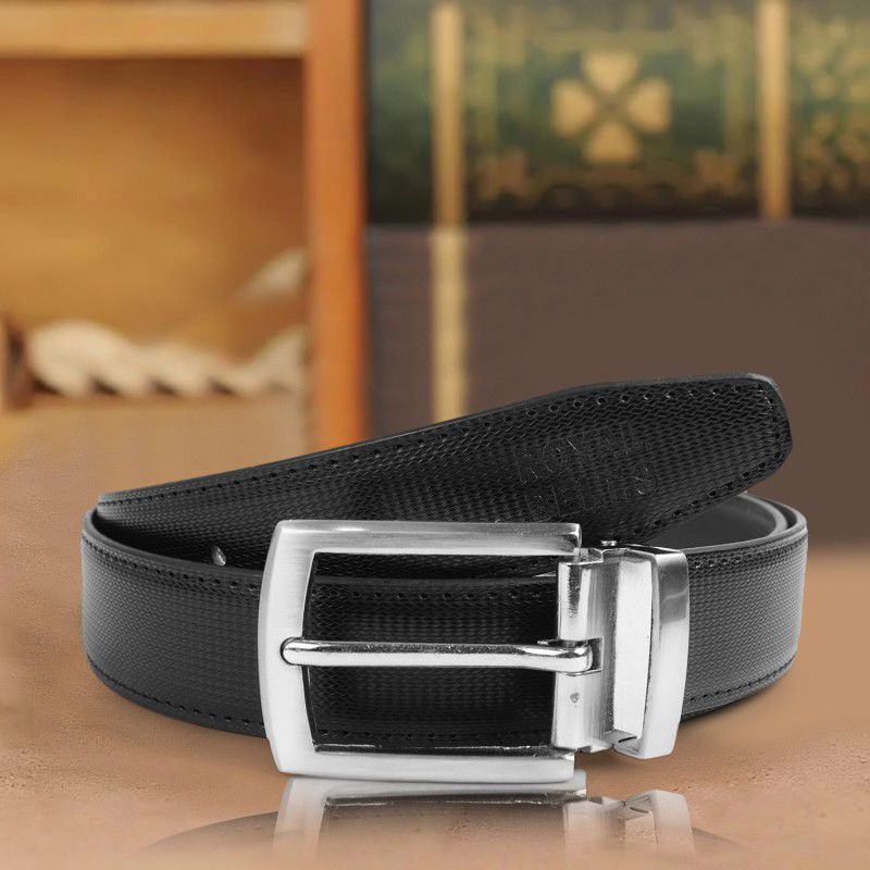 Men Formal, Evening, Casual, Party Black Texas Leatherite, Artificial Leather Belt