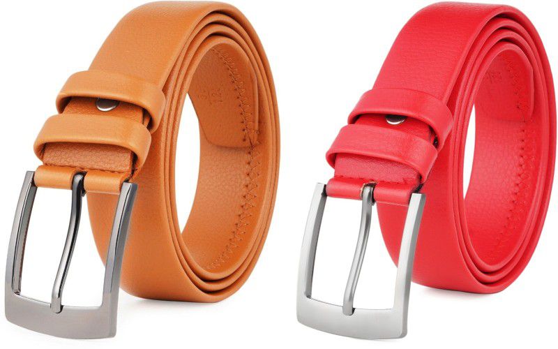 Men & Women Casual, Party, Formal, Evening Red, Brown Artificial Leather Belt