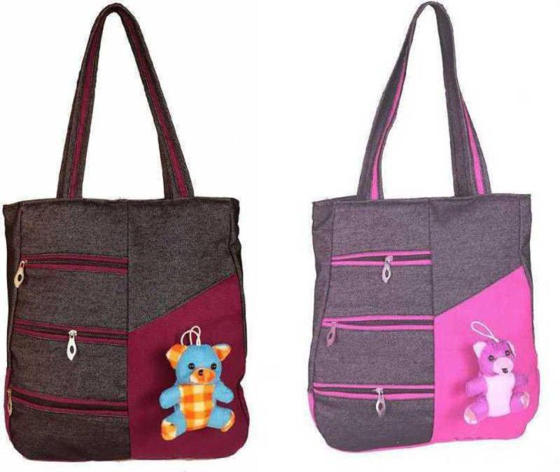 Women Maroon, Pink Handbag - Extra Spacious  (Pack of: 2)